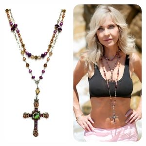 Kinley Sterling Silver Brown Pearl Cross Necklace